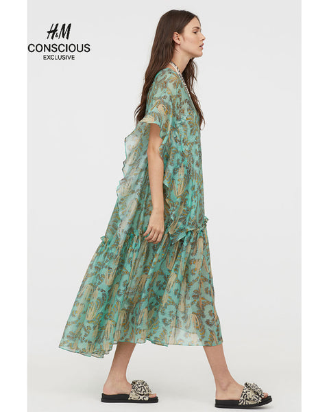 H&m green outlet kaftan dress