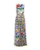 Maiolica Print Slik Maxi Dress