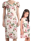 Rose-print Stretch-Cady Dress